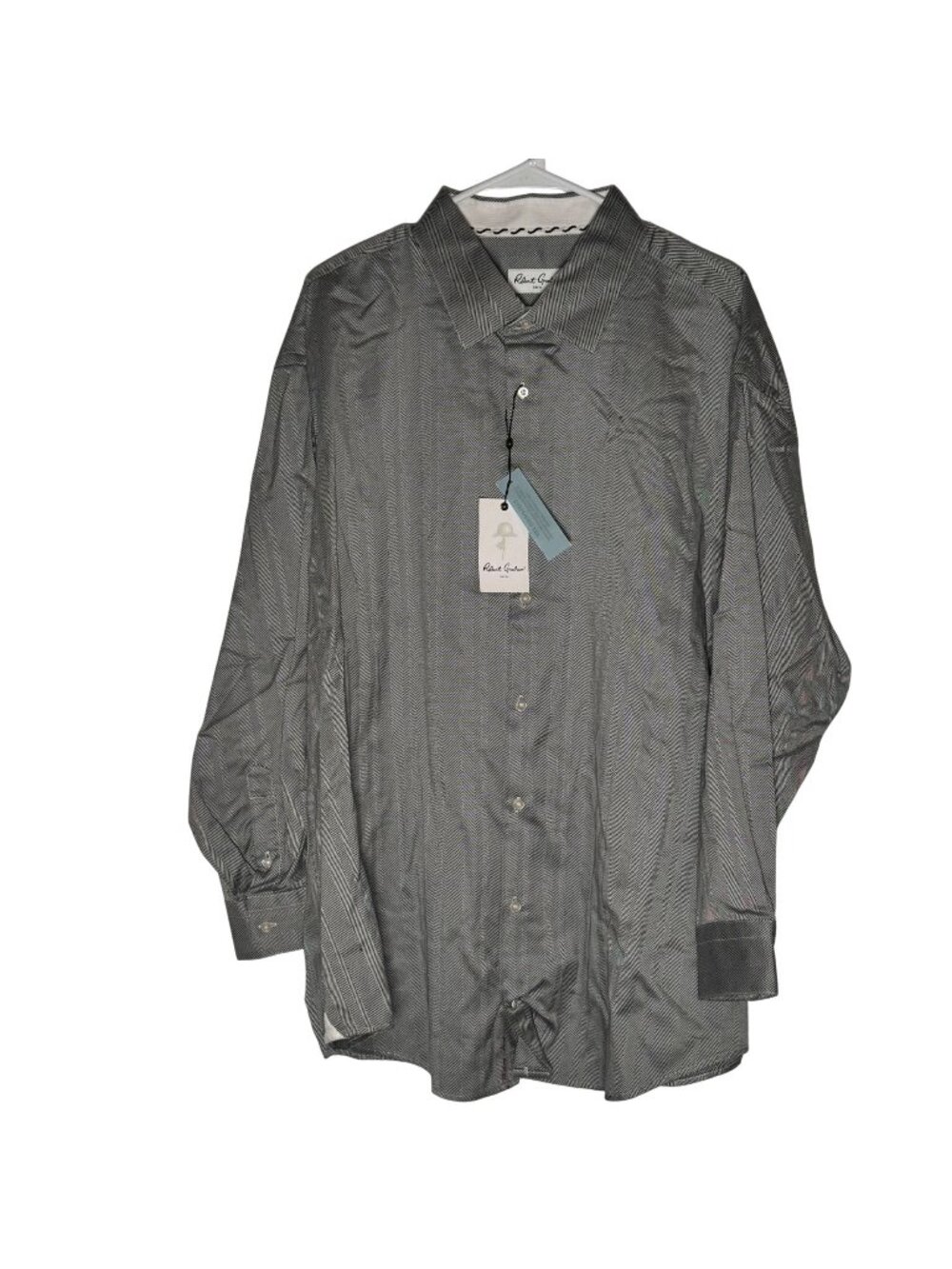 Robert Graham Solis Chevron Print Light Gray Button Down Shirt Size 3XL NWT